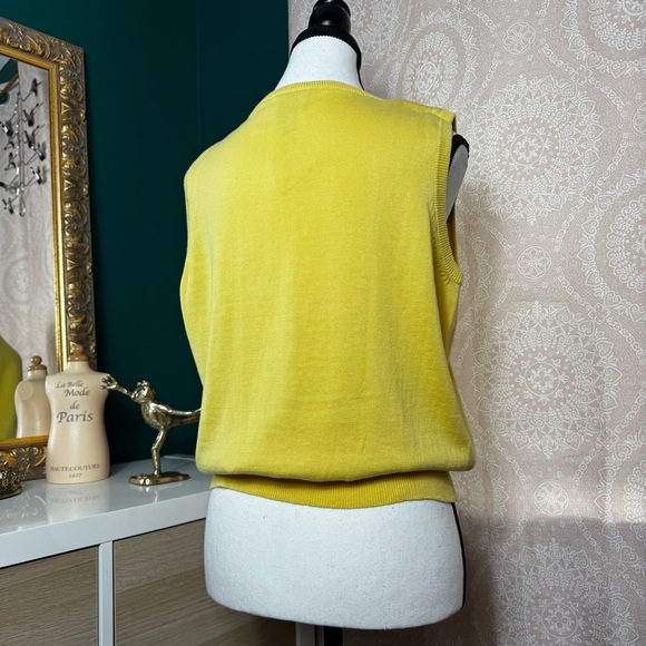 NWT Vintage Liz Claiborne Lizsport Butter Yellow Sweater Tank Knit 100% Cotton - Picture 2 of 7